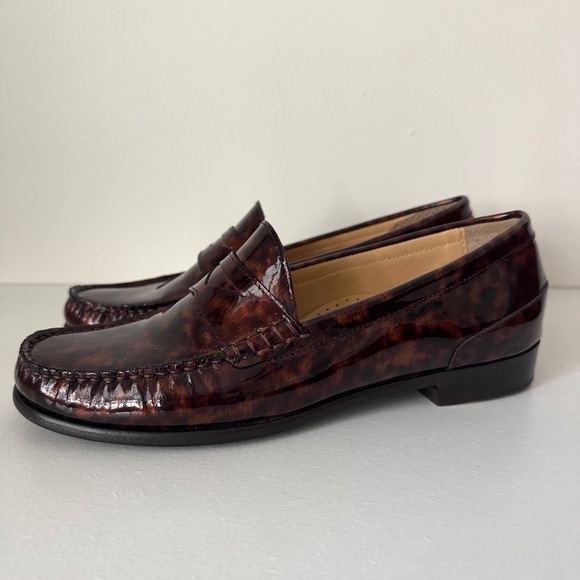 Cole Haan Glossy Tortoise Leather Penny Loafer Flats | Size 7 - Picture 1 of 9
